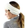 imageCC Cable Knit Fuzzy Lined Ear Warmer Ponytail Pony Headband BlackIvory