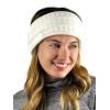 imageCC Cable Knit Fuzzy Lined Ear Warmer Ponytail Pony Headband BlackIvory