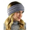 imageCC Cable Knit Fuzzy Lined Ear Warmer Ponytail Pony Headband BlackLight Melange Gray