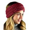imageCC Cable Knit Fuzzy Lined Ear Warmer Ponytail Pony Headband BlackMaroon