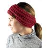 imageCC Cable Knit Fuzzy Lined Ear Warmer Ponytail Pony Headband BlackMaroon