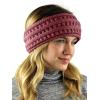 imageCC Cable Knit Fuzzy Lined Ear Warmer Ponytail Pony Headband BlackMauve