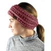 imageCC Cable Knit Fuzzy Lined Ear Warmer Ponytail Pony Headband BlackMauve