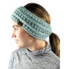 imageCC Cable Knit Fuzzy Lined Ear Warmer Ponytail Pony Headband BlackMint