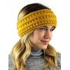 imageCC Cable Knit Fuzzy Lined Ear Warmer Ponytail Pony Headband BlackMustard