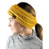imageCC Cable Knit Fuzzy Lined Ear Warmer Ponytail Pony Headband BlackMustard