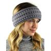 imageCC Cable Knit Fuzzy Lined Ear Warmer Ponytail Pony Headband BlackNatural Gray