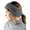 imageCC Cable Knit Fuzzy Lined Ear Warmer Ponytail Pony Headband BlackNatural Gray