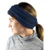 imageCC Cable Knit Fuzzy Lined Ear Warmer Ponytail Pony Headband BlackNavy