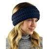 imageCC Cable Knit Fuzzy Lined Ear Warmer Ponytail Pony Headband BlackNavy