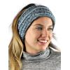 imageCC Cable Knit Fuzzy Lined Ear Warmer Ponytail Pony Headband BlackNavy Mix