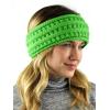 imageCC Cable Knit Fuzzy Lined Ear Warmer Ponytail Pony Headband BlackNeon Lime