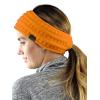imageCC Cable Knit Fuzzy Lined Ear Warmer Ponytail Pony Headband BlackNeon Orange