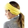 imageCC Cable Knit Fuzzy Lined Ear Warmer Ponytail Pony Headband BlackNeon Yellow