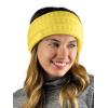 imageCC Cable Knit Fuzzy Lined Ear Warmer Ponytail Pony Headband BlackNeon Yellow