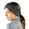 imageCC Cable Knit Fuzzy Lined Ear Warmer Ponytail Pony Headband BlackOmbre Black