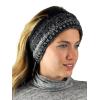 imageCC Cable Knit Fuzzy Lined Ear Warmer Ponytail Pony Headband BlackOmbre Black