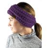 imageCC Cable Knit Fuzzy Lined Ear Warmer Ponytail Pony Headband BlackPurple