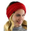 imageCC Cable Knit Fuzzy Lined Ear Warmer Ponytail Pony Headband BlackRed