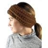 imageCC Cable Knit Fuzzy Lined Ear Warmer Ponytail Pony Headband BlackRust