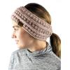 imageCC Cable Knit Fuzzy Lined Ear Warmer Ponytail Pony Headband BlackTaupe