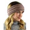 imageCC Cable Knit Fuzzy Lined Ear Warmer Ponytail Pony Headband BlackTaupe