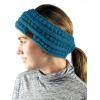 imageCC Cable Knit Fuzzy Lined Ear Warmer Ponytail Pony Headband BlackTeal