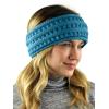 imageCC Cable Knit Fuzzy Lined Ear Warmer Ponytail Pony Headband BlackTeal