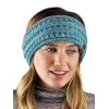 imageCC Cable Knit Fuzzy Lined Ear Warmer Ponytail Pony Headband BlackTurquoise Mix