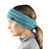 imageCC Cable Knit Fuzzy Lined Ear Warmer Ponytail Pony Headband BlackTurquoise Mix