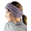 imageCC Cable Knit Fuzzy Lined Ear Warmer Ponytail Pony Headband BlackViolet