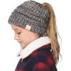 imageCC Children Kids Beanie Chunky Knitted Beanie Pony Tail Hat for Kid Ages 25 MB847 MB816Dkgrey Multi
