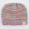 imageCC Children Kids Beanie Chunky Knitted Beanie Pony Tail Hat for Kid Ages 25 MB847 MB816Rainbow Multi