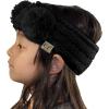 imageCC Childrens Kids Double Pom Cable Knit Fuzzy Lined Ear Warmer HeadbandBlack