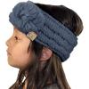 imageCC Childrens Kids Double Pom Cable Knit Fuzzy Lined Ear Warmer HeadbandDark Denim