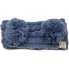 imageCC Childrens Kids Double Pom Cable Knit Fuzzy Lined Ear Warmer HeadbandDark Denim