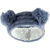 imageCC Childrens Kids Double Pom Cable Knit Fuzzy Lined Ear Warmer HeadbandDark Denim