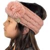 imageCC Childrens Kids Double Pom Cable Knit Fuzzy Lined Ear Warmer HeadbandIndi Pink