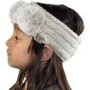 imageCC Childrens Kids Double Pom Cable Knit Fuzzy Lined Ear Warmer HeadbandIvory