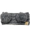imageCC Childrens Kids Double Pom Cable Knit Fuzzy Lined Ear Warmer HeadbandLight Melange Gray