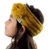 imageCC Childrens Kids Double Pom Cable Knit Fuzzy Lined Ear Warmer HeadbandMustard