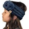 imageCC Childrens Kids Double Pom Cable Knit Fuzzy Lined Ear Warmer HeadbandNavy