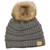 imageCC Childrens Kids Soft Stretch Cable Knit Faux Fur Pom Beanie HatLight Melange Gray