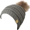imageCC Childrens Kids Soft Stretch Cable Knit Faux Fur Pom Beanie HatLight Melange Gray