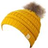 imageCC Childrens Kids Soft Stretch Cable Knit Faux Fur Pom Beanie HatMustard