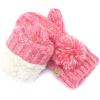 imageCC Colorful Knit Childrens Mittens  Cozy with Pom Pom Accent2 Tone  Bubble Gum Pink