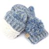 imageCC Colorful Knit Childrens Mittens  Cozy with Pom Pom Accent2 Tone  Denim