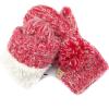 imageCC Colorful Knit Childrens Mittens  Cozy with Pom Pom Accent2 Tone  Hot Pink