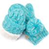 imageCC Colorful Knit Childrens Mittens  Cozy with Pom Pom Accent2 Tone  Mint