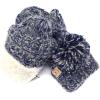 imageCC Colorful Knit Childrens Mittens  Cozy with Pom Pom Accent2 Tone  Navy